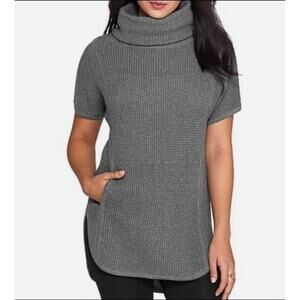 Ugg Selby Cowl Neck Short Sleeve Cotton Knit Sweater size M Gray